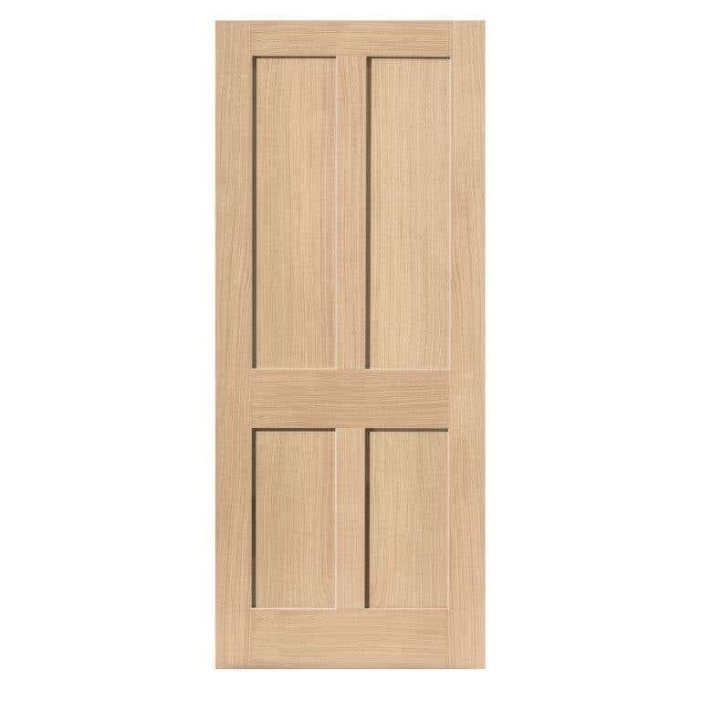 Rushmore Shaker Style Oak Internal Fire Door With Four Panels - FD30 - Unfinished - 44 x 1981 x 838mm