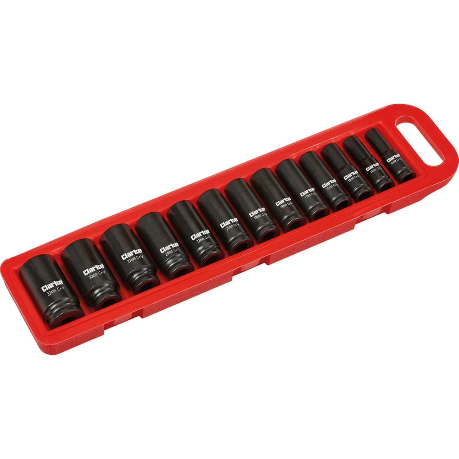 Clarke CIS12/13 1/2D Deep Impact Metric Socket Set - 13 pc"