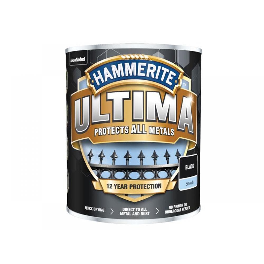 Hammerite 5362526 Ultima Metal Paint Smooth Black 750Ml
