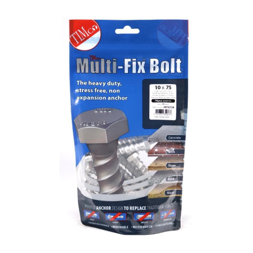 Timco MF1075B Masonry Bolts - Hex - Exterior - Silver 10.0 X 75 TIMbag 14