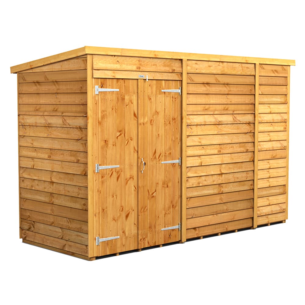 10 x 4 Power Overlap Pent Double Doors No Windows