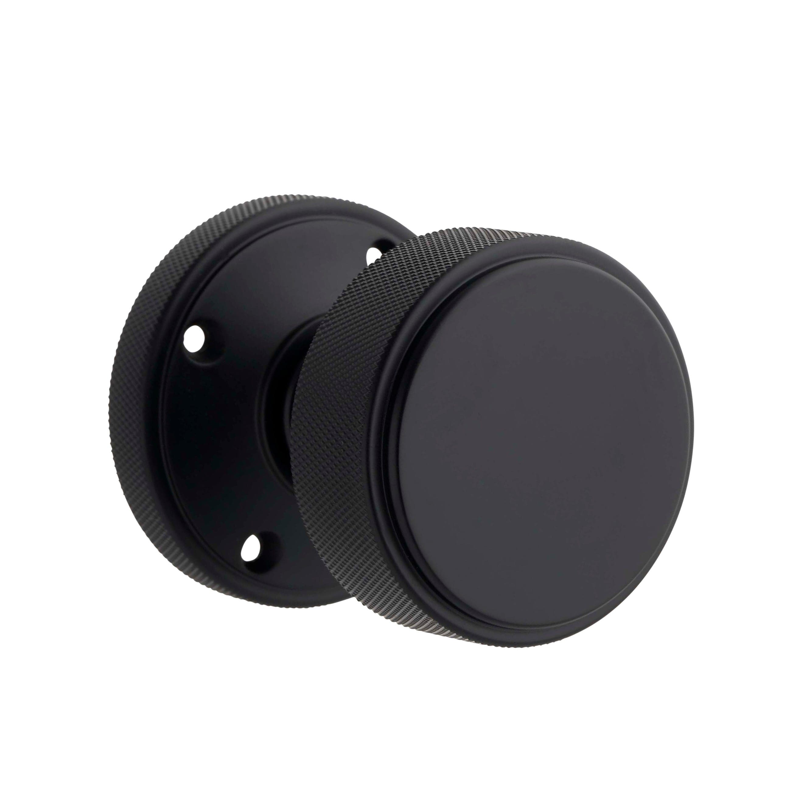 Kensington Knurled Mortice Door Knob - Matte Black - 60mm - Designer Levers