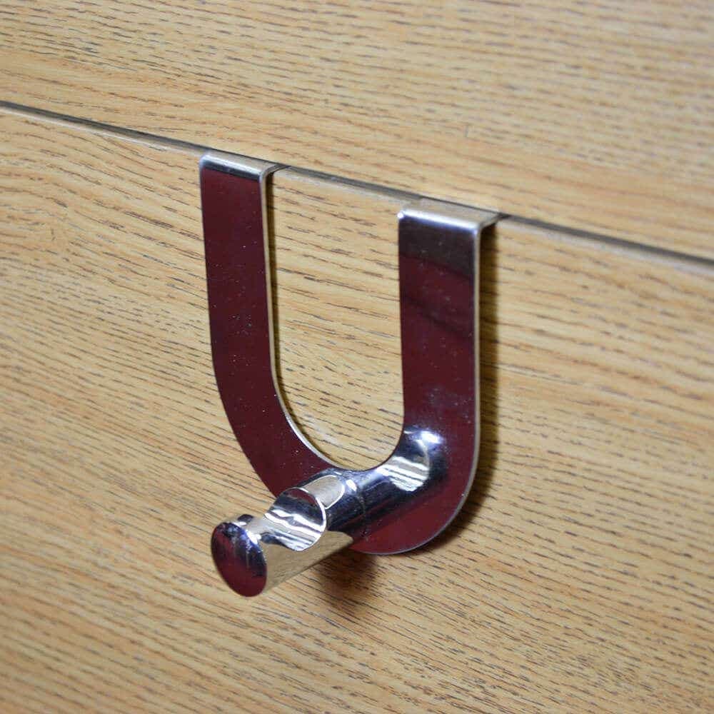 U' Shape Single Polished Chrome Over The Door Single Robe Hook - Decohooks