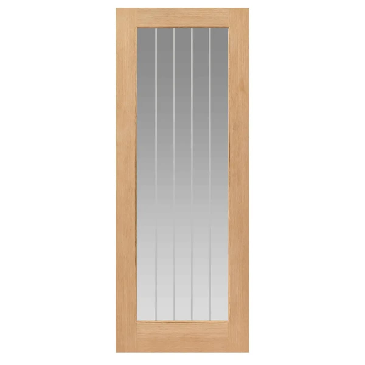 Thames Oak 1 Light Glazed Internal Door With Etched Glass Panel - Unfinished - 35 x 1981 x 686mm