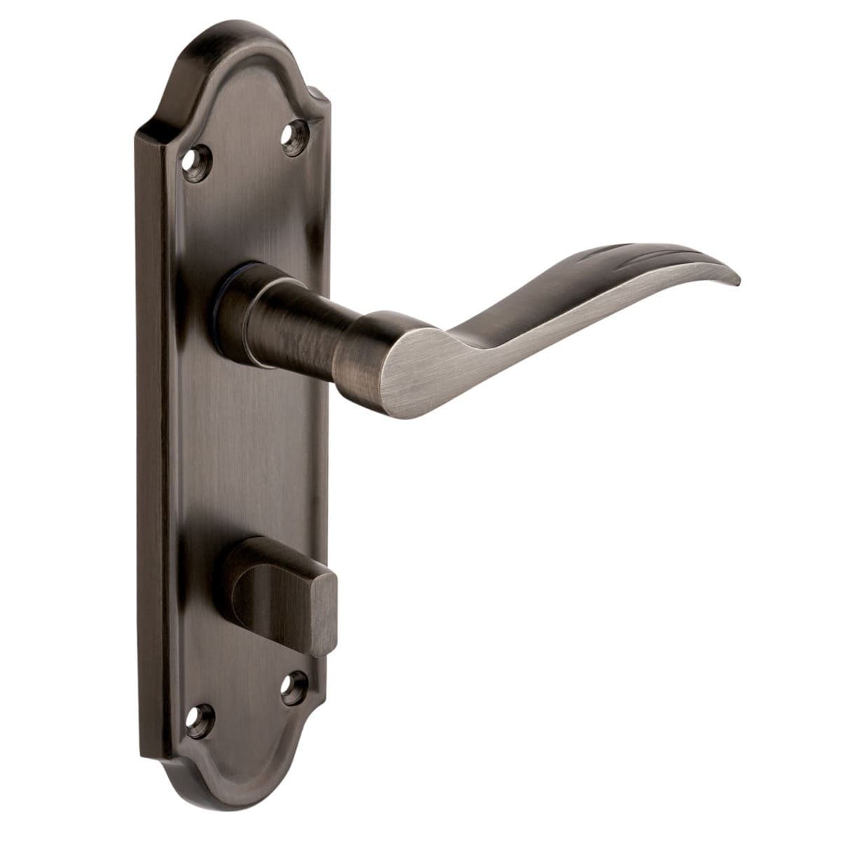 Kennington Lever Bathroom Thumb Lock Door Handle - Antique Pewter - Pair - Designer Levers