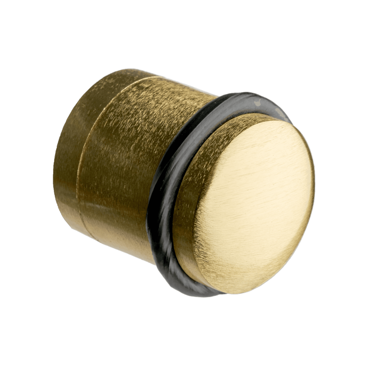 Cylinder Door Stop - Satin Brushed Brass - Floor Mounted - Hardware Solutions