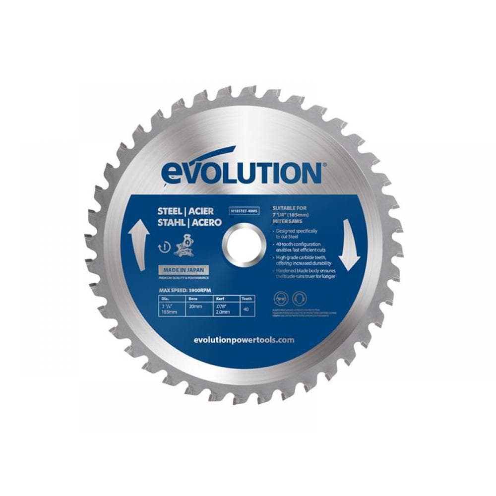 Evolution M185TCT-40MS Mild Steel Cutting Mitre Saw Blade 185 X 20Mm X 40T