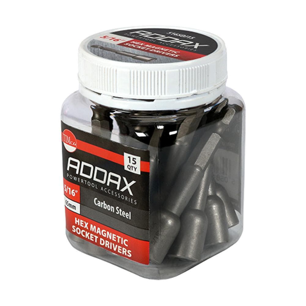 Timco 516SDJ15 Magnetic Socket Driver Bits - Hex 5/16 X 65 Small Jar 15