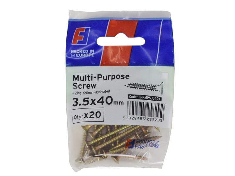 Forgefix FPKMPS3540Y Multi-Purpose Pozi Screw Csk St Zyp 3.5 X 40Mm Forgepack 20