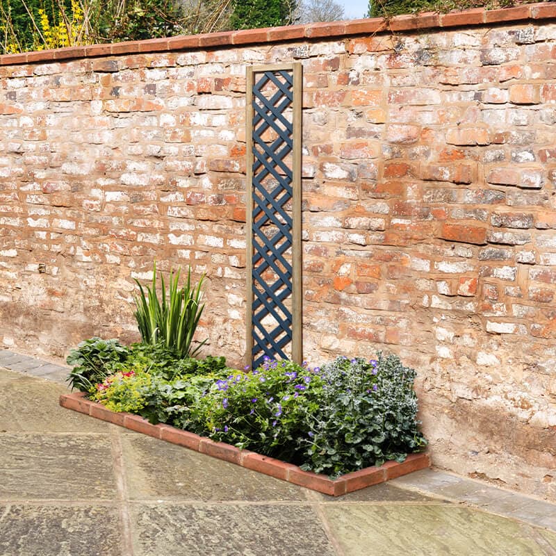 Forest 5'11 x 1' Grey Painted Wooden Diamond Lattice Panel (1.8m x 0.3m)