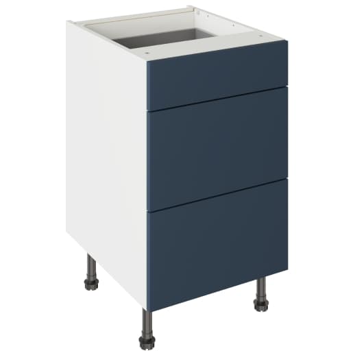 Flatpack 500 3 Drawer Base Kitchen Cabinet Slab Supermatt Blue