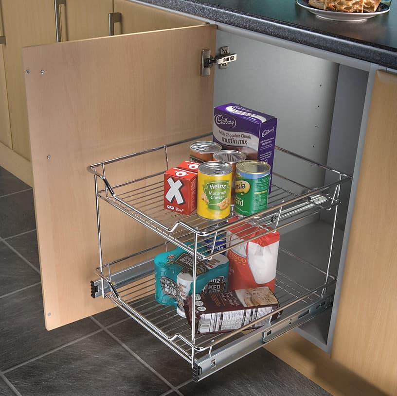 Hafele Silver Chrome Pull Out Storage with 2 Shelves, Size: 300mm