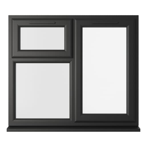 Crystal Double Glazed uPVC Window Black/White Right Hung 1115mm x 1190mm Clear
