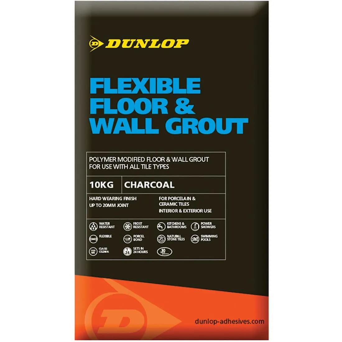 Flexible Floor And Wall Tile Grout Grey 10Kg Dunlop