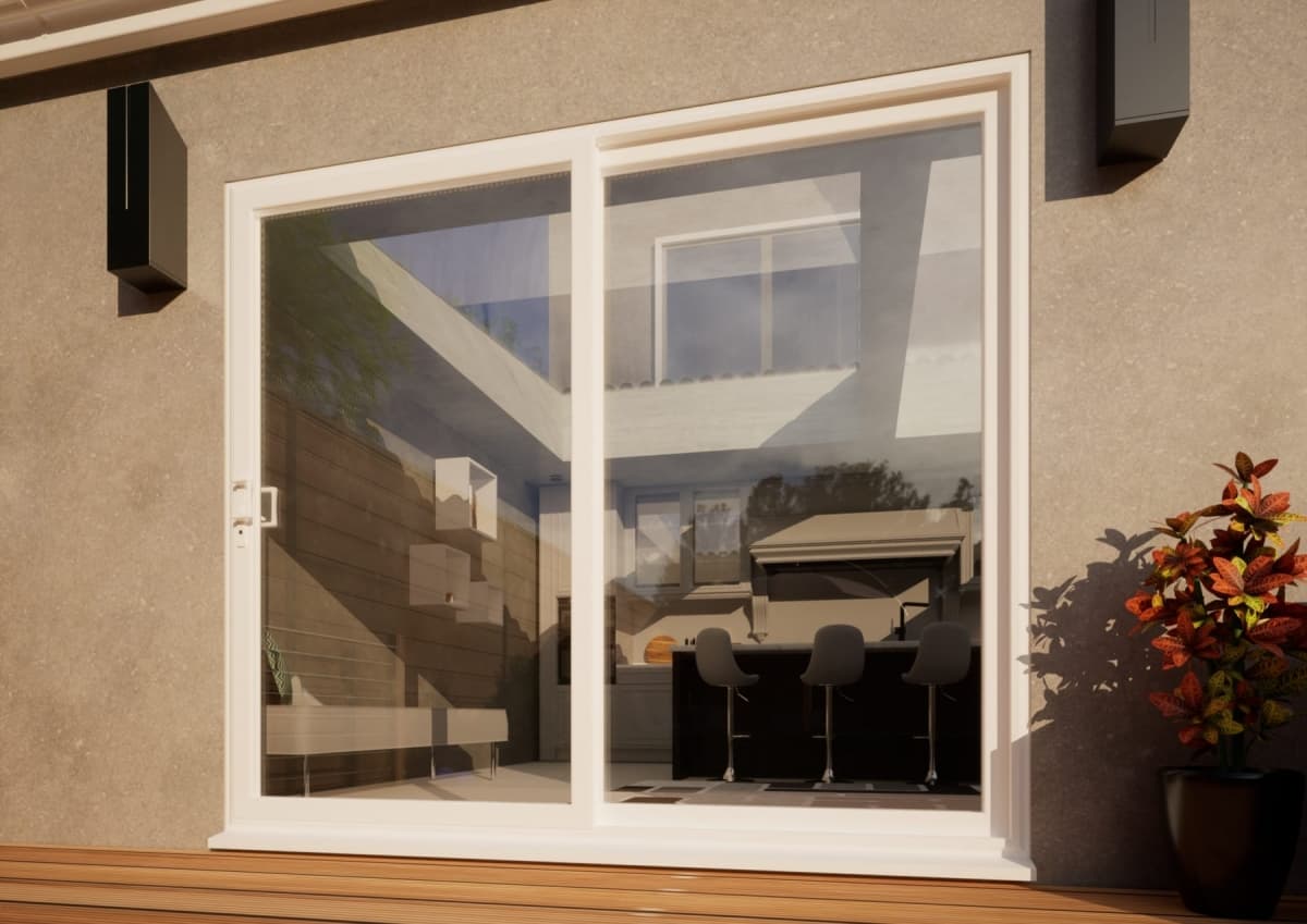 PVC Sliding Door - 2400mm White - Left Hand Slide & Right Hand Fixed