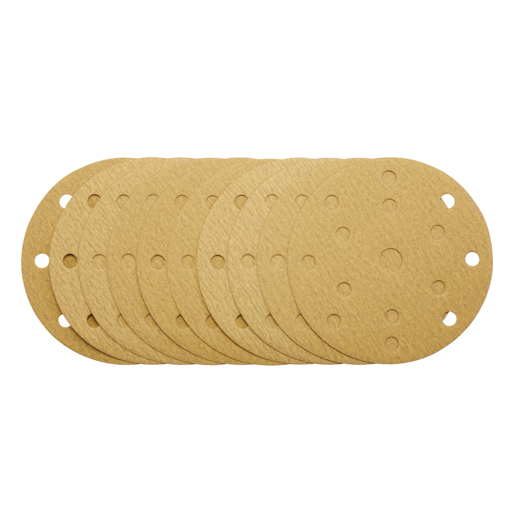 Draper Gold Sanding Discs With Hook & Loop 150Mm 180 Grit 15 Dust Extraction Holes (Pack Of 10) pack 1 08475