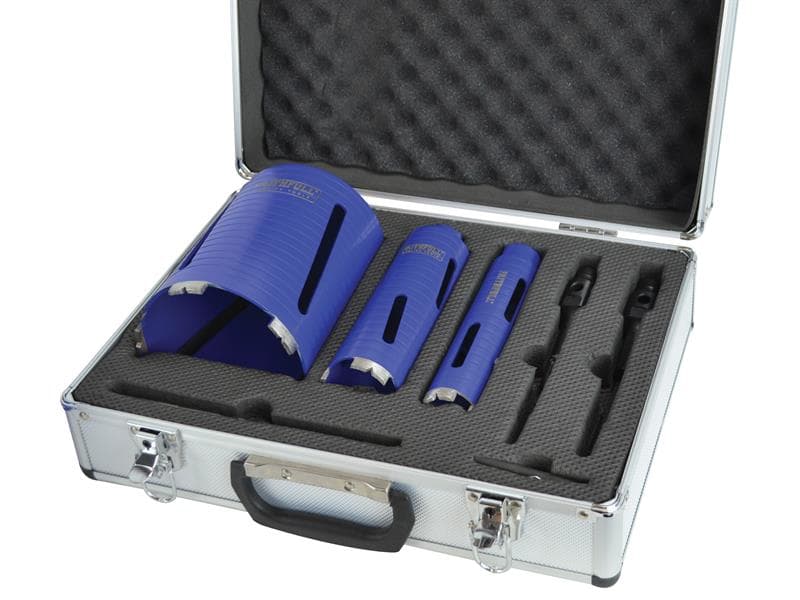 Faithfull HF37PS Diamond Core Drill Kit & Case Set Of 7