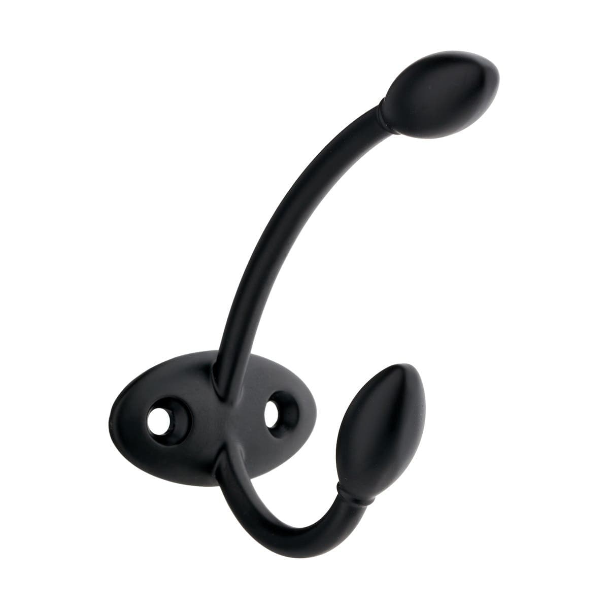 Rosebud Double Hat & Coat Hook - Black - Wall/Dour Mountable - Decohooks