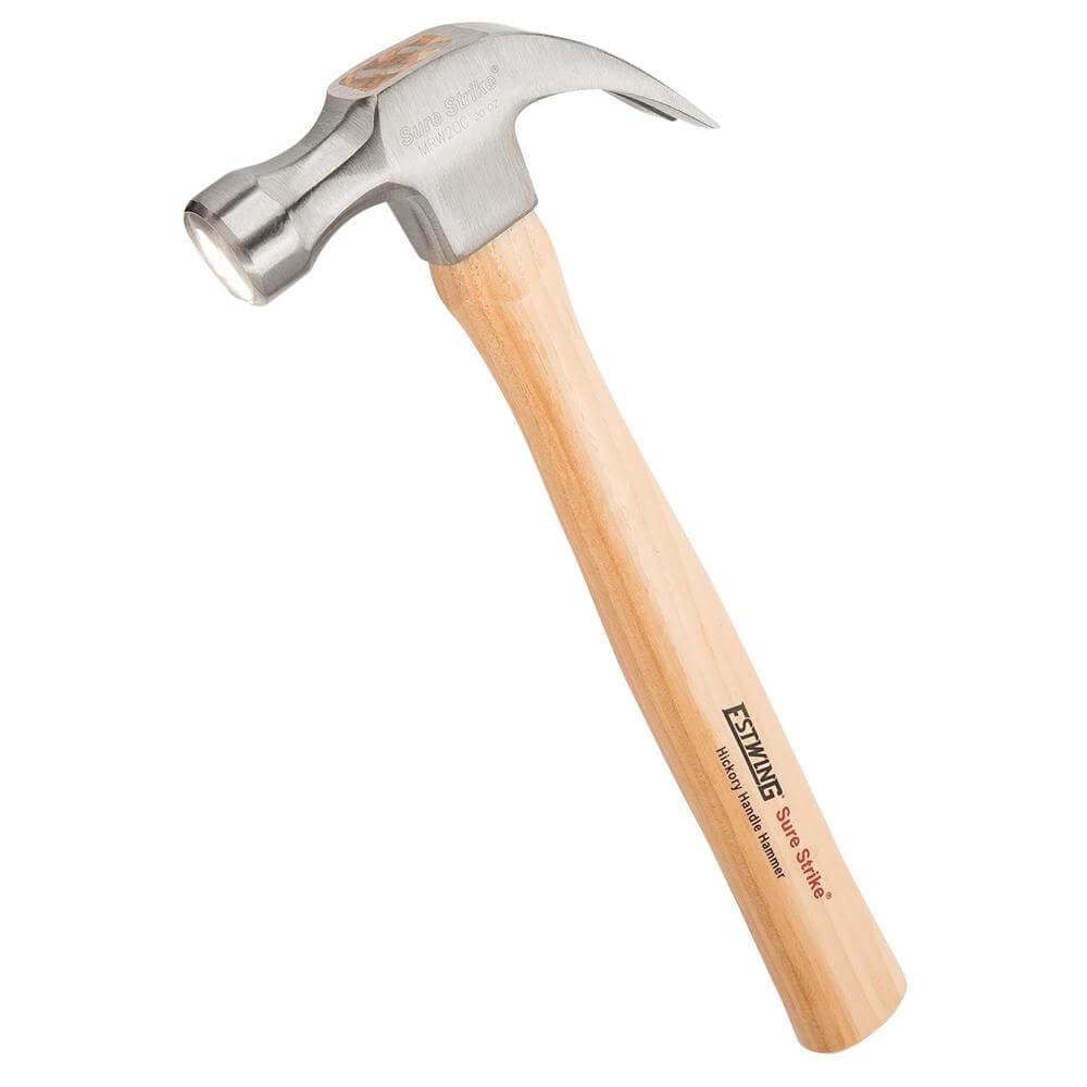 Estwing Emrw20C Sure Strike Curved Claw Hammer With Hickory Handle 20Oz/570G Pk 1 24087