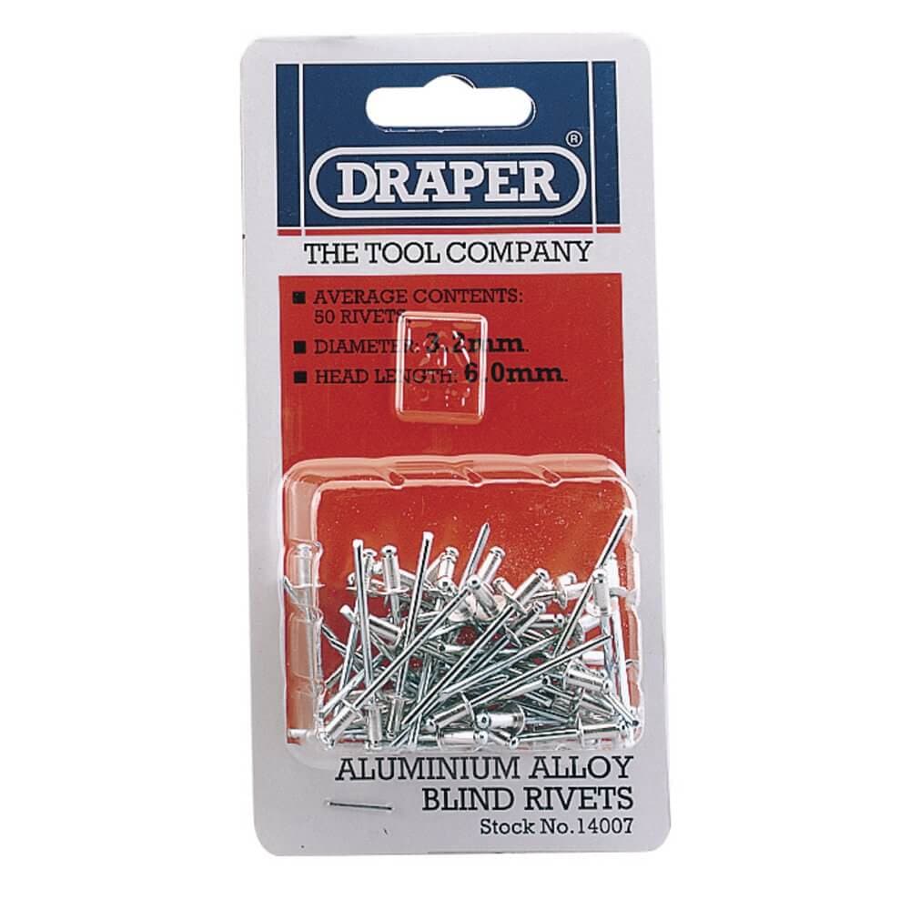 Draper 14007 Blind Rivets 3.2 X 5.2Mm (50 Piece) per card