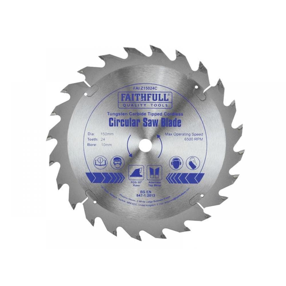 Faithfull Tct Cordless Trimsaw Blade 150 X 10Mm X 24T Pos