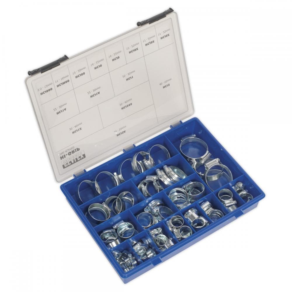 Sealey HCJ85AC Hi-Grip® Hose Clip Assortment 81Pc Sizes Ø9.5-55Mm