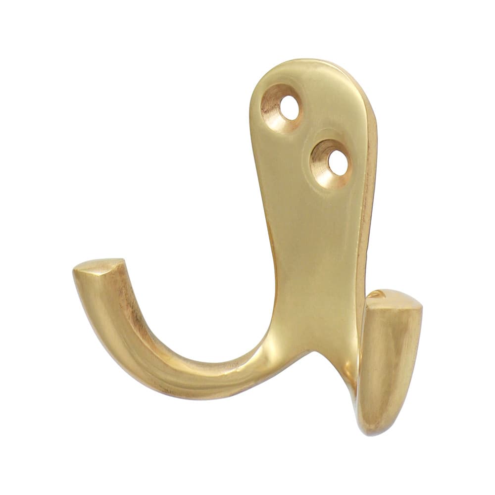 Timco 200808 Double Robe Hook - Polished Brass 47 X 24Mm Bag 1