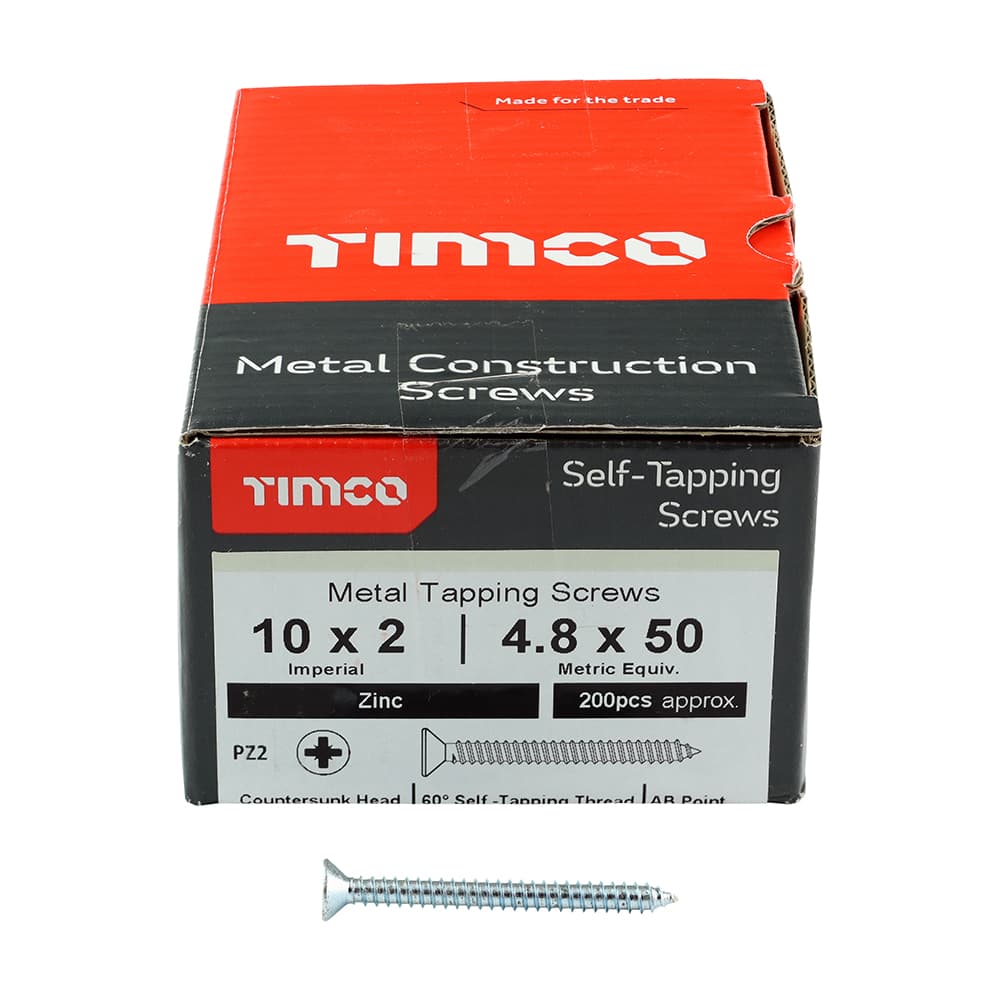 Timco Self-Tapping Screws - Pz - Countersunk - Zinc Box 200 00102CCAZS