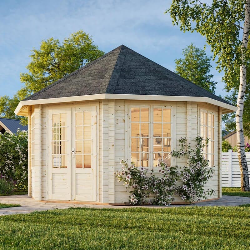 Palmako Hanna 4.2m x 4.2m Corner Log Cabin Summerhouse (44mm)