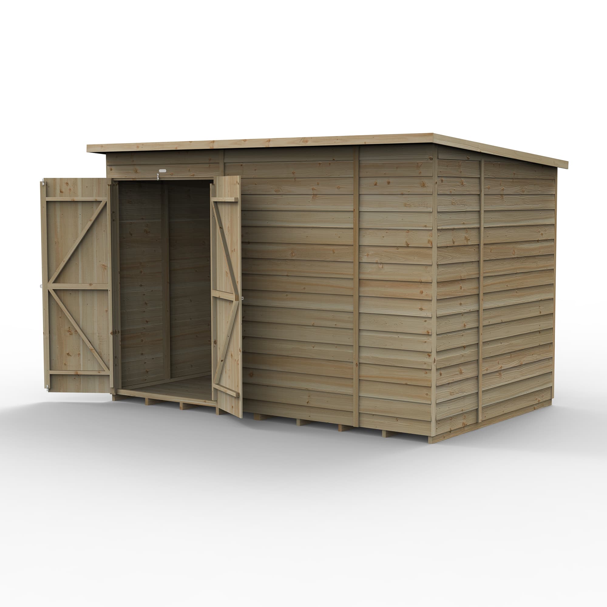 4LIFE Pent Shed 10 x 6 - No Windows - Double Door Installed