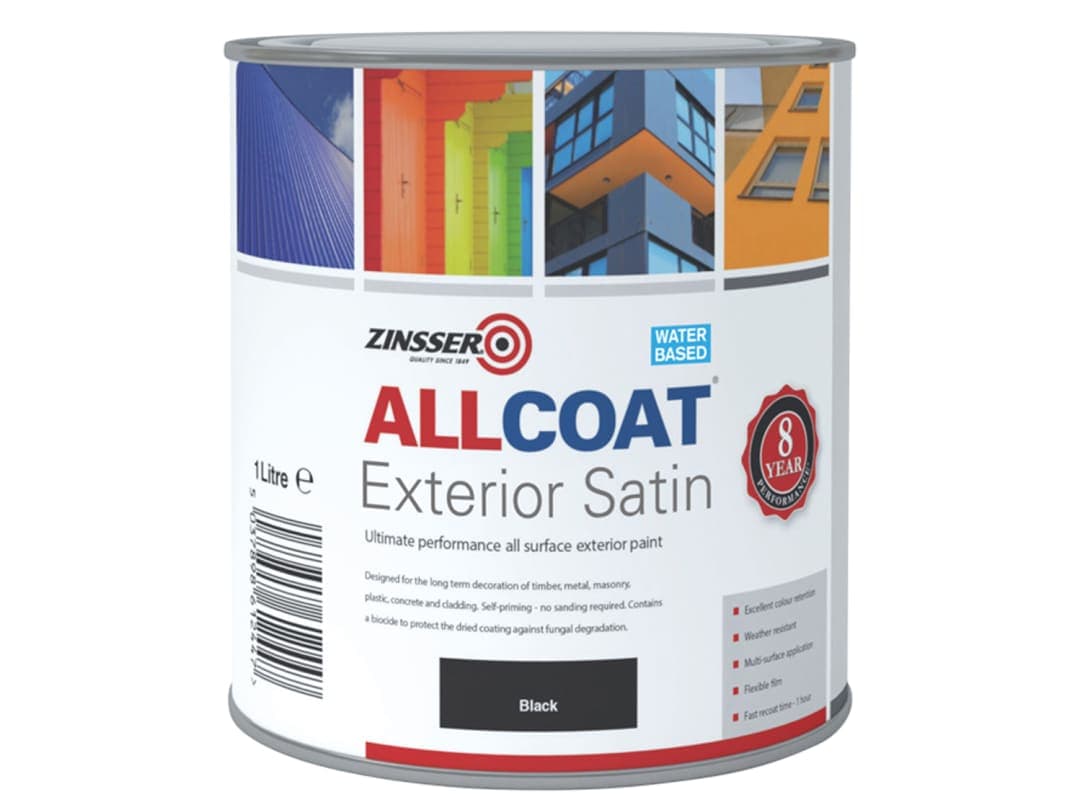 Zinsser All Coat Exterior Paint Satin Black 1L ZN7200003D1