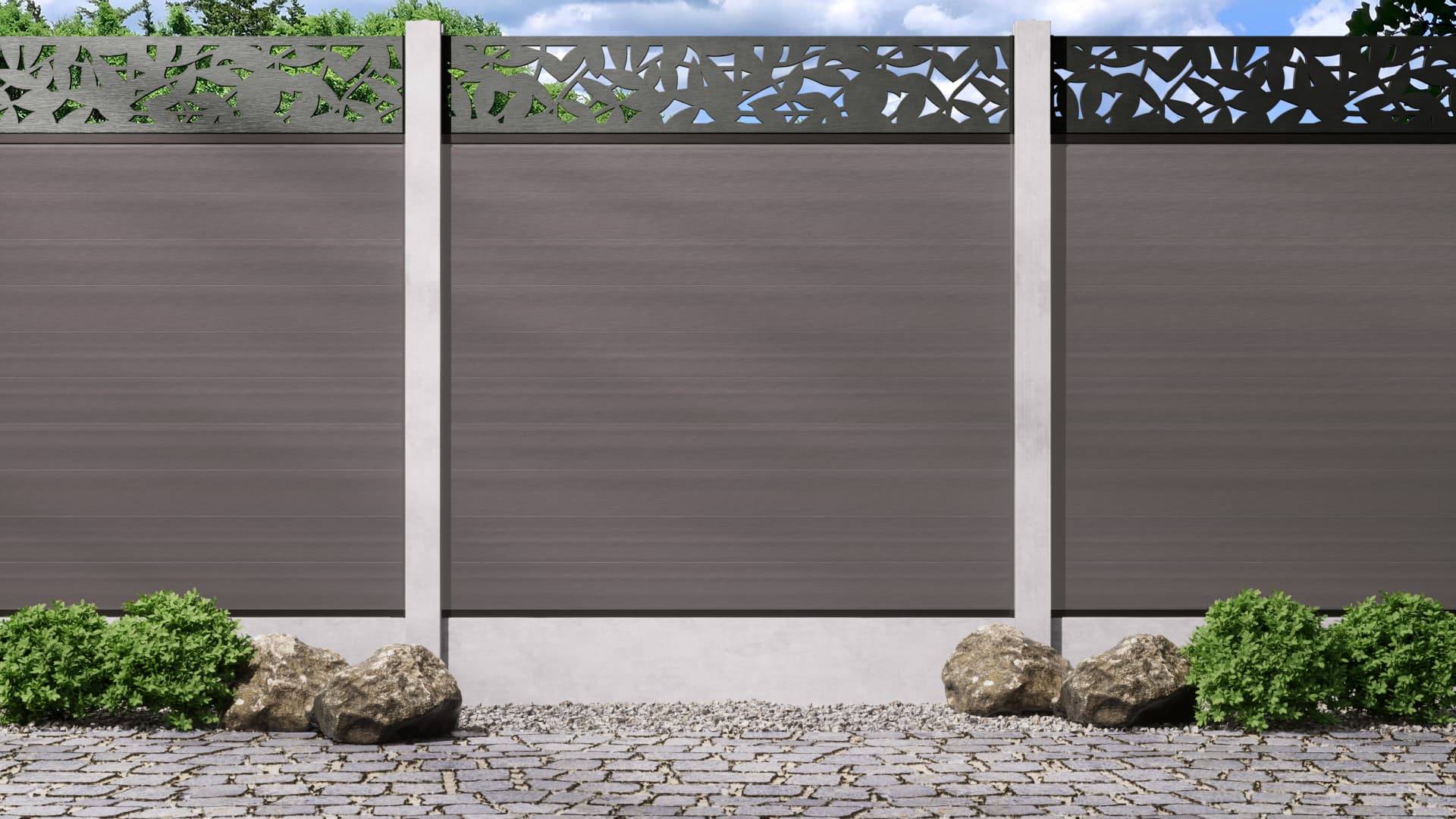 1.8m – Stone – Amsterdam Decorative Panel With Fence