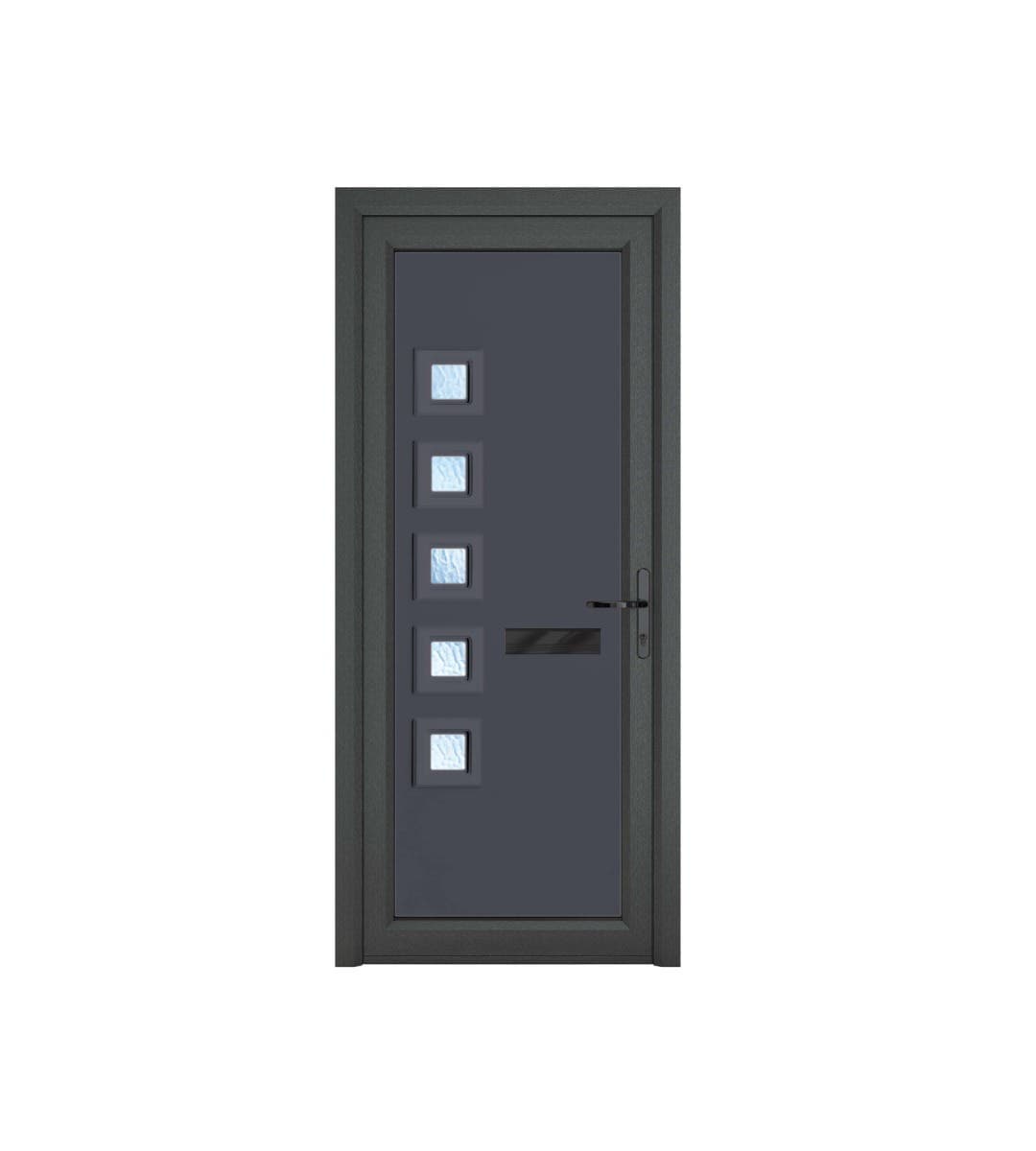 uPVC Malaga Grey/White Front Door - Right Hand Open - Obscure Glass - Double Glazed - 920 x 2090mm
