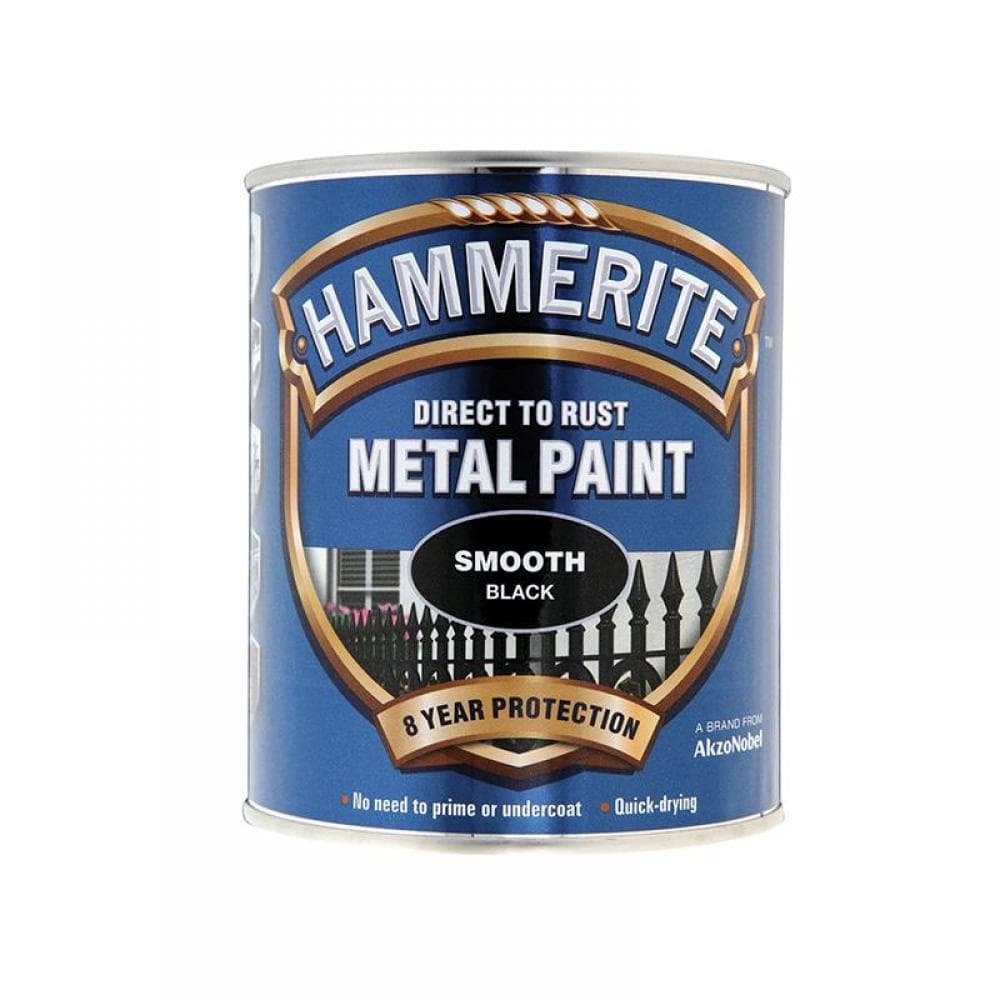 Hammerite 5092966 Direct To Rust Smooth Finish Metal Paint Black 750Ml