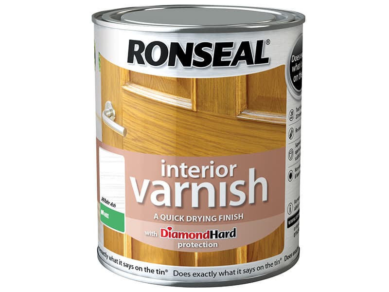 Ronseal 36866 Interior Varnish Quick Dry Matt White Ash 750Ml
