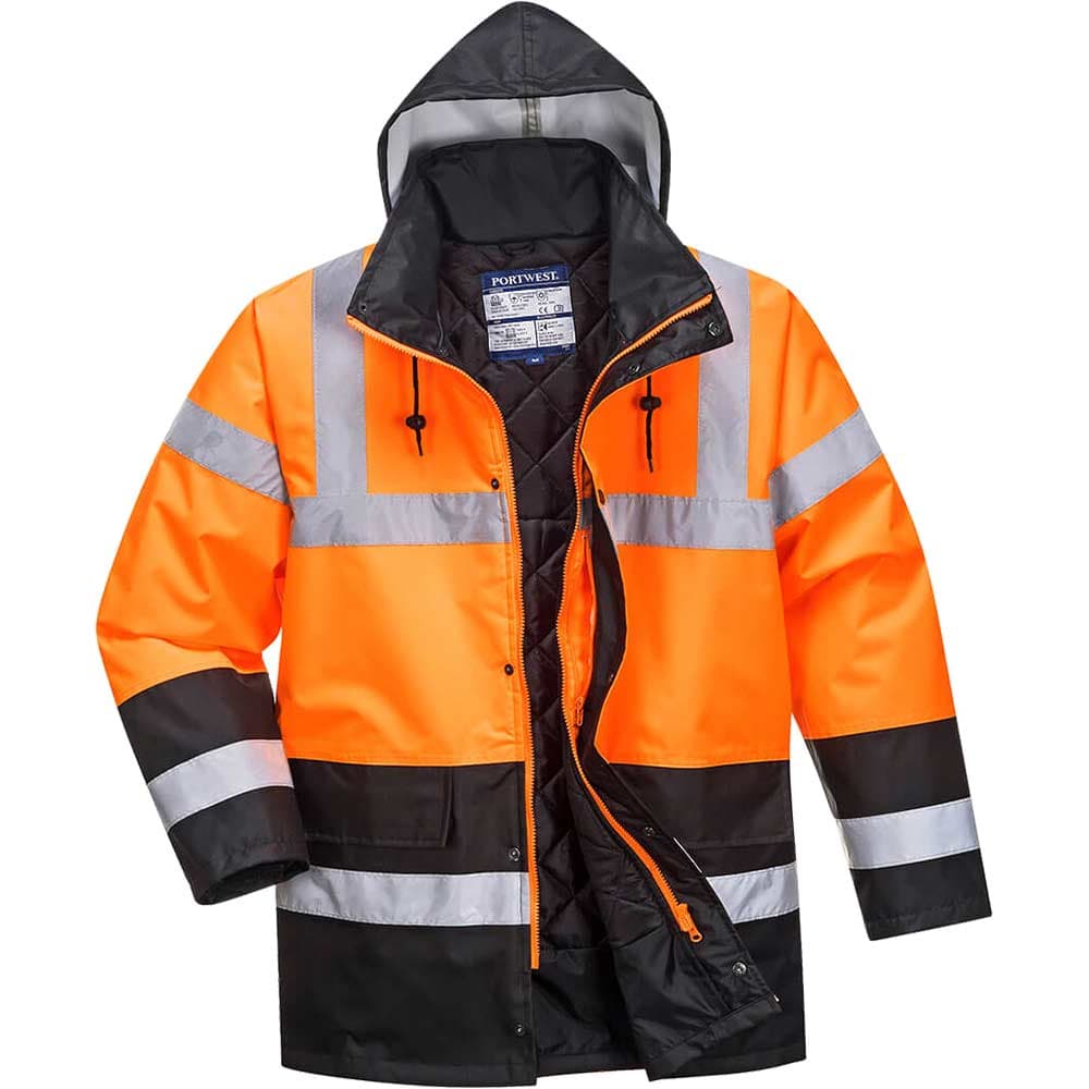 300D Oxford Weave Industry Oxford Weave 300D Class 3 Hi Vis Two Tone Traffic Jacket Orange / Black XL