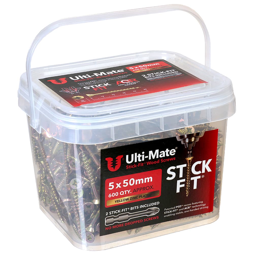 Ulti-Mate® Gold Steel Stick-fit® Wood Screws Qty 600, 5.0x50mm