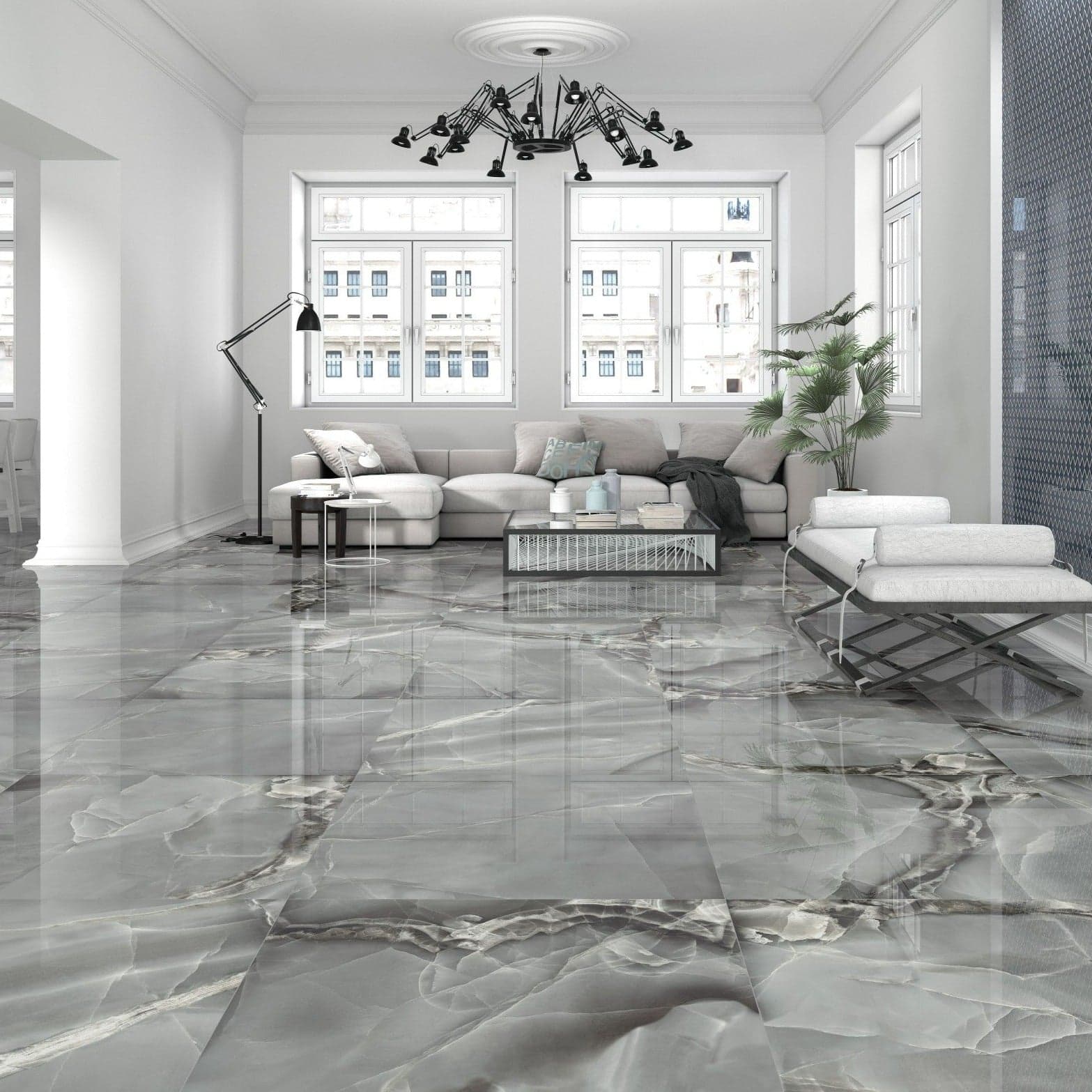 Tiles Ahead Dune Selene Dark Onyx Marble Effect Porcelain Tile 90x90cm