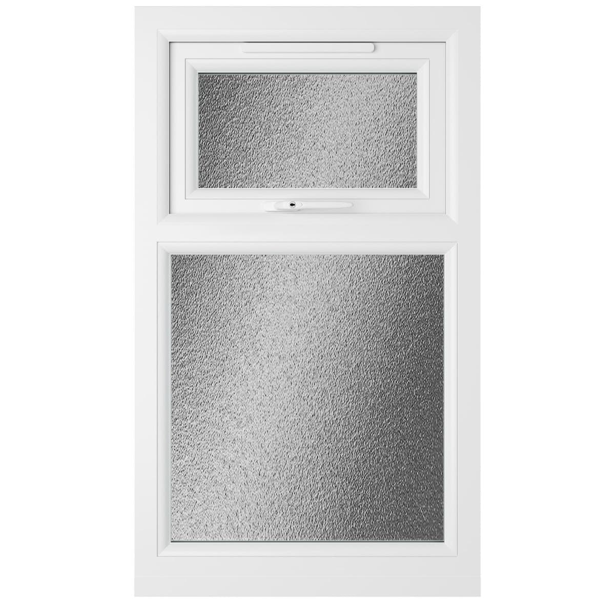 uPVC White Double Glazed Window - Top Hung/Top Opener - Obscure Glass - 610 x 1190mm