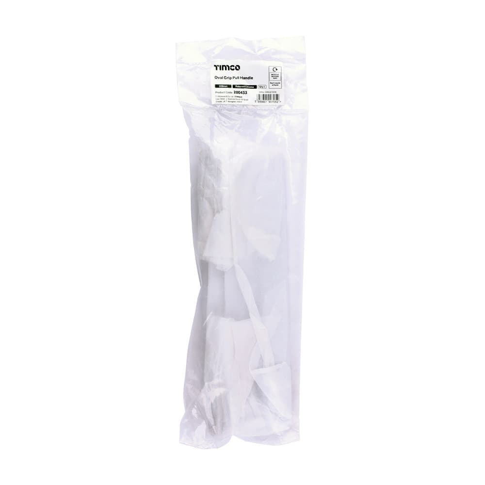 Timco Oval Grip Pull Handle - Polished Chrome Bag 1 200433