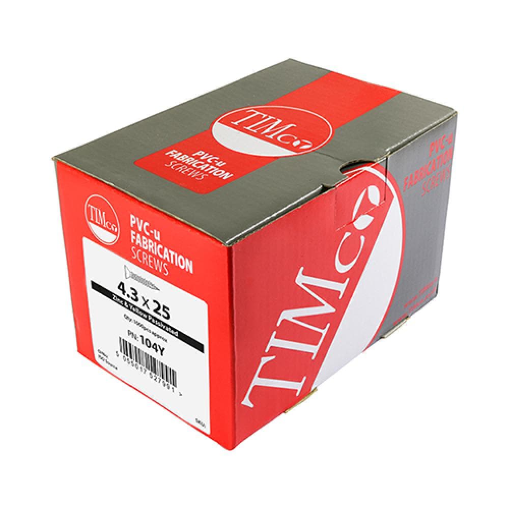 Timco 104Y Window Fabrication Screws - Countersunk - Ph - High-Low Thread - Slash Point - Yellow 4.3 X 25