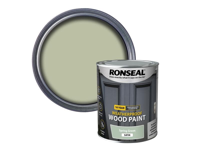 Ronseal 38790 10 Year Weatherproof Wood Paint Spring Green Satin 750Ml