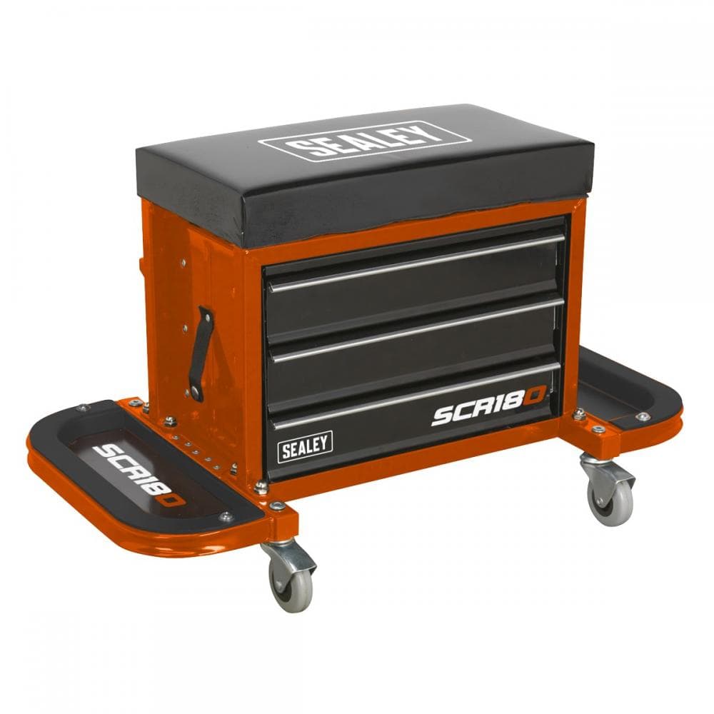 Sealey SCR18O Mechanicfts Utility Seat & Toolbox - Orange