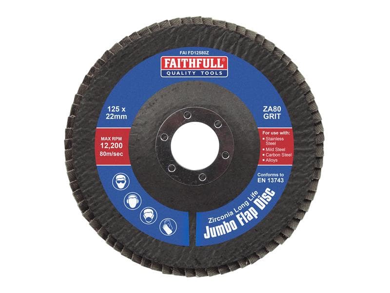 Faithfull Zirconia Abrasive Jumbo Flap Disc Za80 125Mm