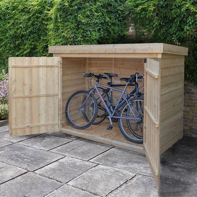 6'5 x 2'10 Forest Overlap Large Double Door Pent Wooden Garden Storage - Bike / Mower Outdoor Store (1.9m x 0.86m)