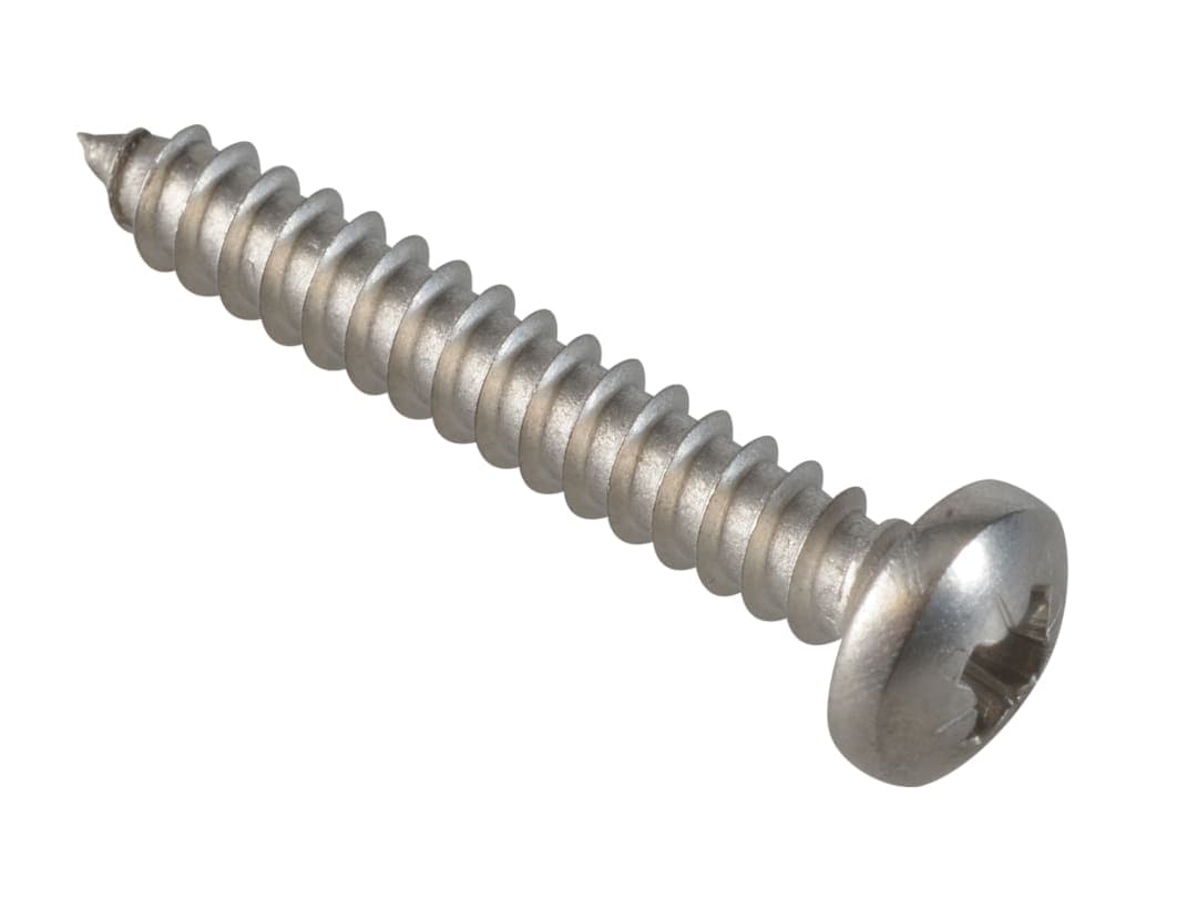 ForgeFix Self-Tapping Screw Pozi Compatible Pan Head SS 1.1/4in x 10 ForgePack 12 FPSTPP11410SS