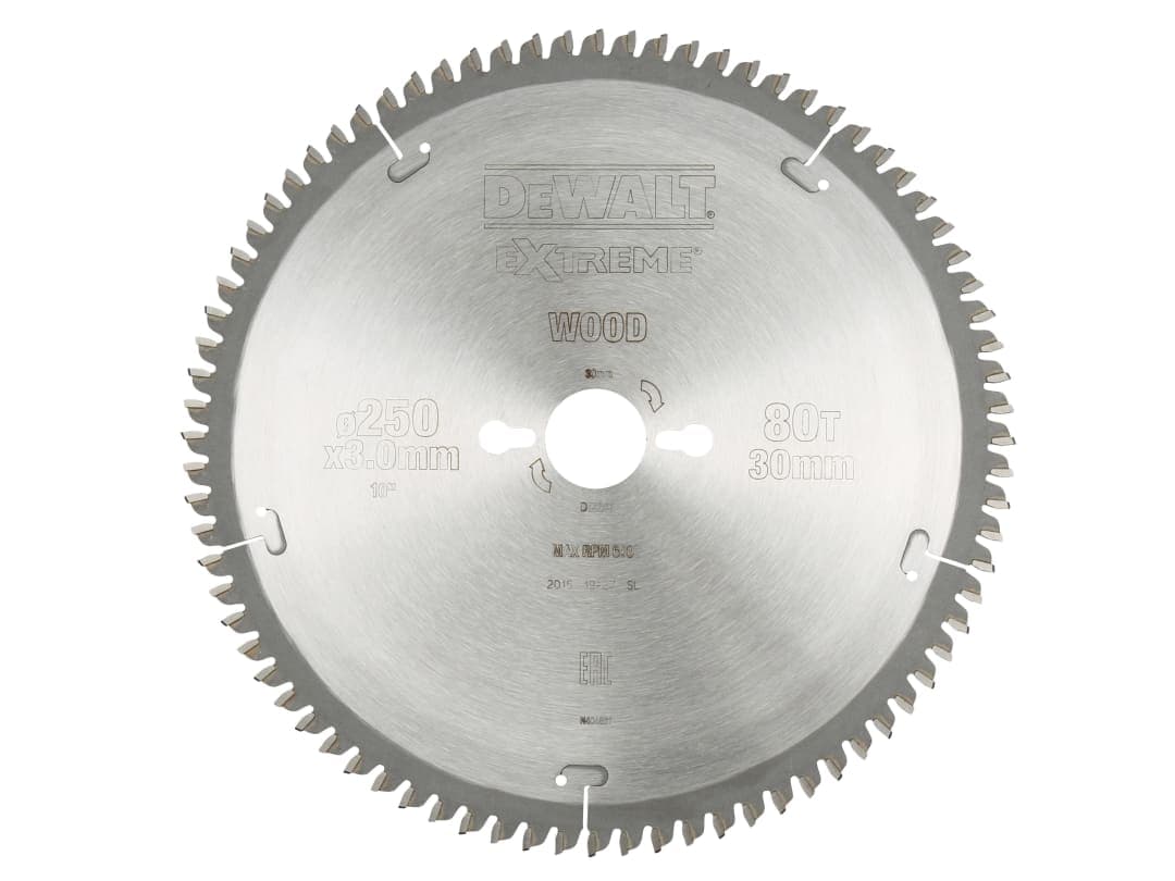DEWALT Power Tools Series 40 Circular Saw Blade 250 x 30mm x 80T TCG/Neg DT4287-QZ