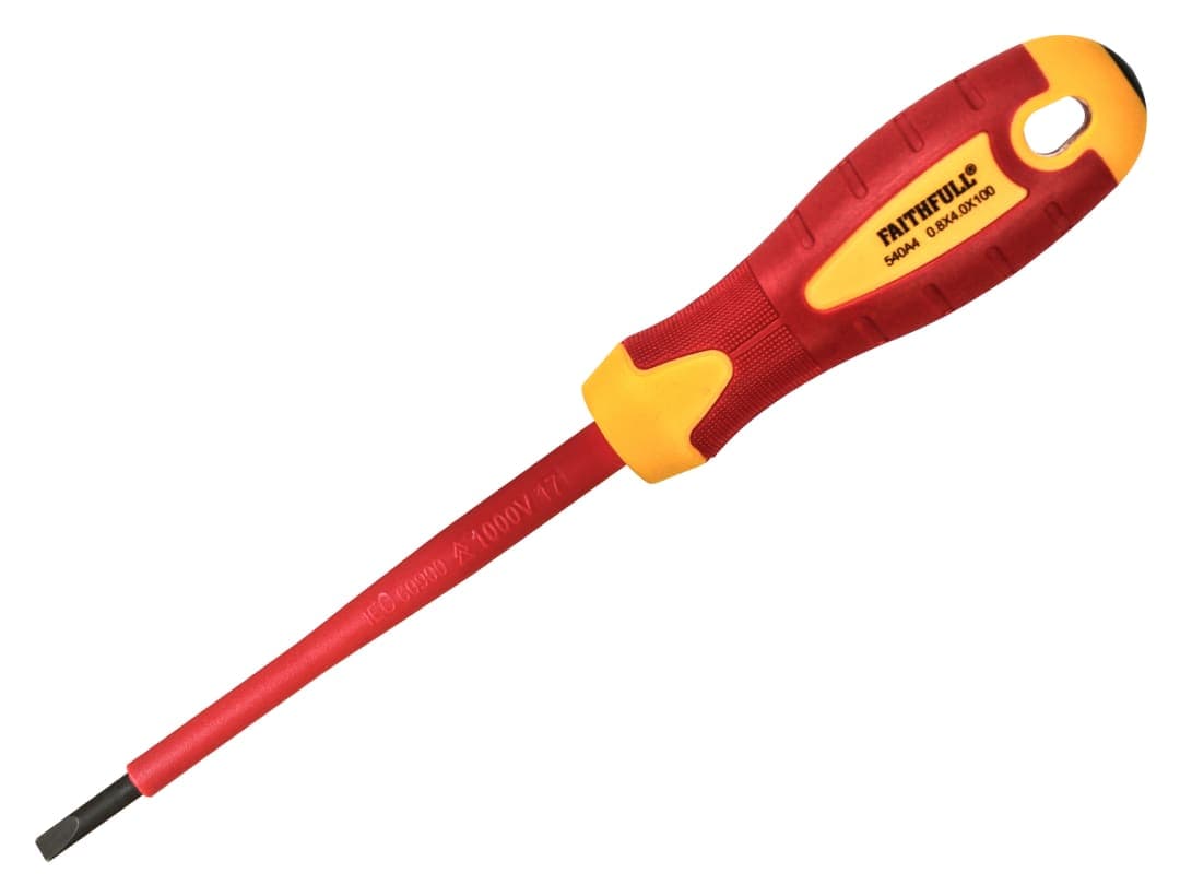 Faithfull VDE Soft Grip Screwdriver Parallel Slotted Tip 4.0 x 100mm FAISDVDE40