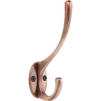 Zinc Constructed Copper Plated Oval Base Hat & Coat Hook - Wall/Door Mountable - Decohooks