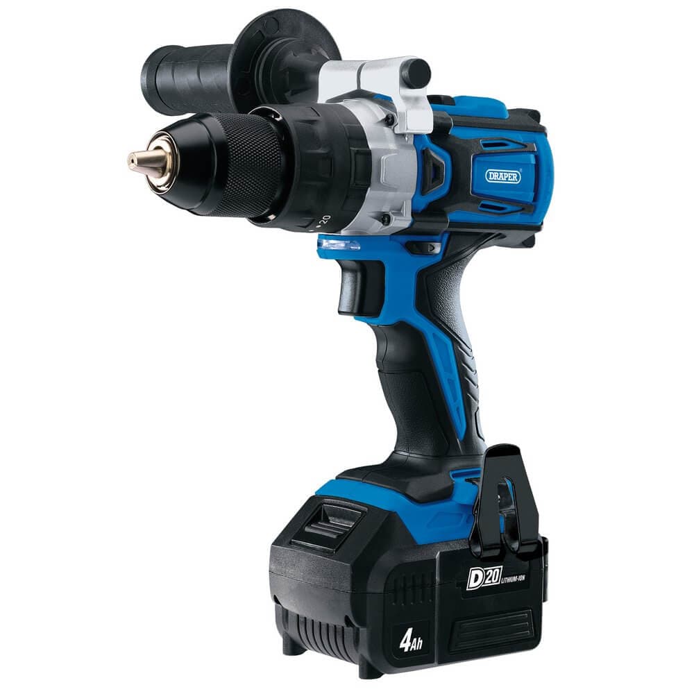 Draper 79894 D20 20V Brushless Combi Drill 1 X 4.0Ah Battery 1 X Fast Charger each